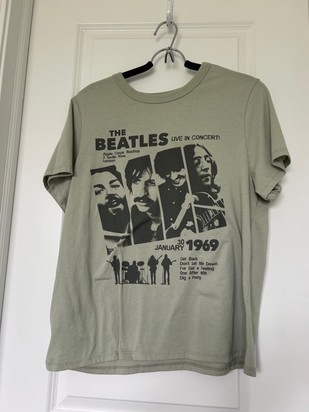 Womens Beatles Crew Neck T-Shirt in Sage Green